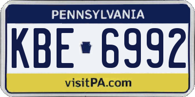 PA license plate KBE6992