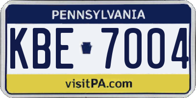 PA license plate KBE7004