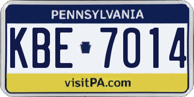 PA license plate KBE7014