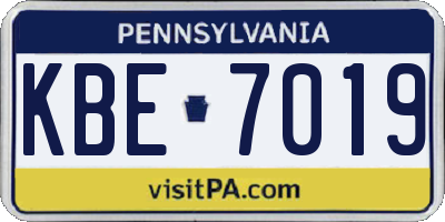 PA license plate KBE7019