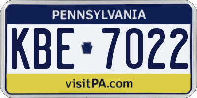 PA license plate KBE7022