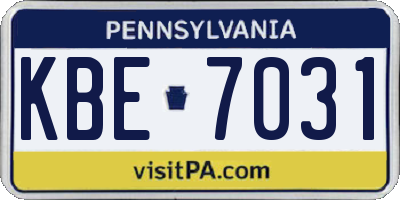 PA license plate KBE7031