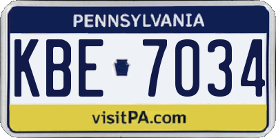 PA license plate KBE7034
