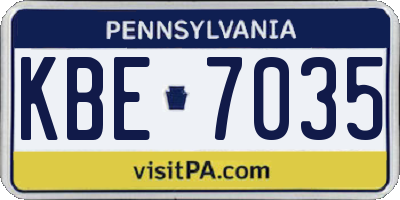 PA license plate KBE7035