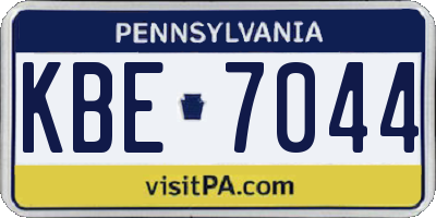PA license plate KBE7044