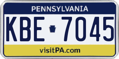 PA license plate KBE7045