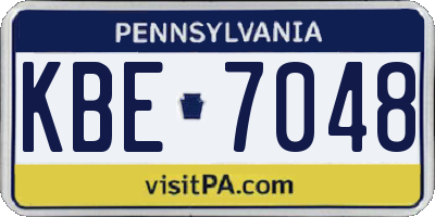 PA license plate KBE7048