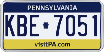 PA license plate KBE7051