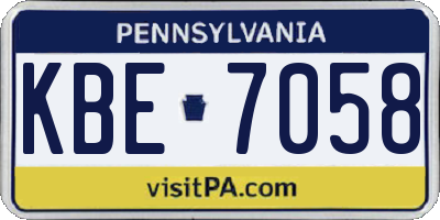 PA license plate KBE7058