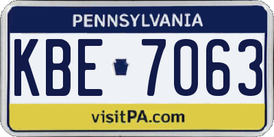 PA license plate KBE7063