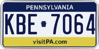 PA license plate KBE7064