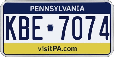 PA license plate KBE7074