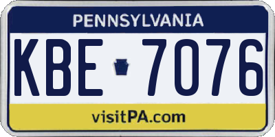 PA license plate KBE7076