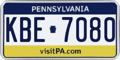 PA license plate KBE7080