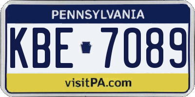 PA license plate KBE7089