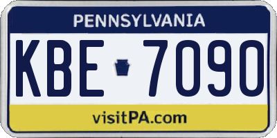 PA license plate KBE7090