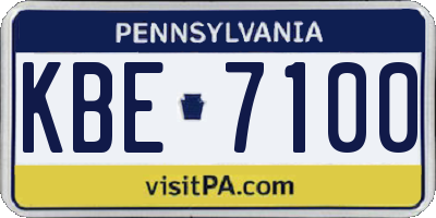 PA license plate KBE7100