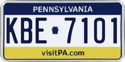 PA license plate KBE7101