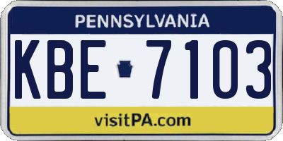 PA license plate KBE7103