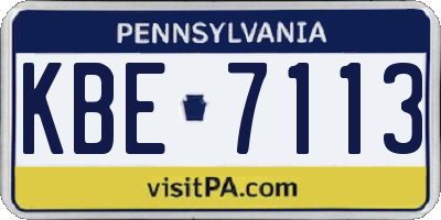 PA license plate KBE7113