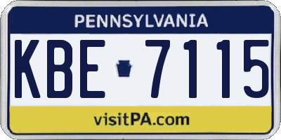 PA license plate KBE7115