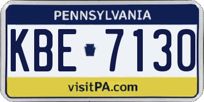 PA license plate KBE7130