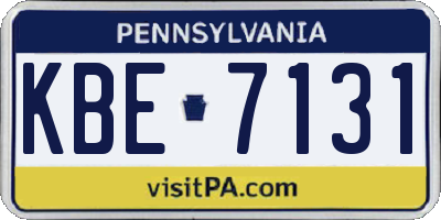 PA license plate KBE7131
