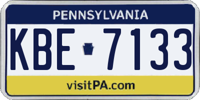 PA license plate KBE7133
