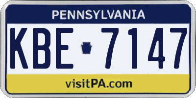 PA license plate KBE7147
