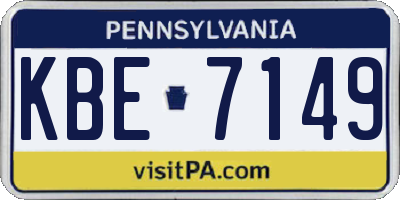 PA license plate KBE7149