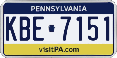 PA license plate KBE7151