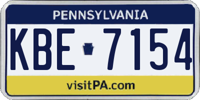 PA license plate KBE7154
