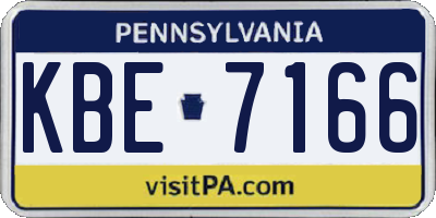 PA license plate KBE7166