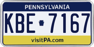 PA license plate KBE7167