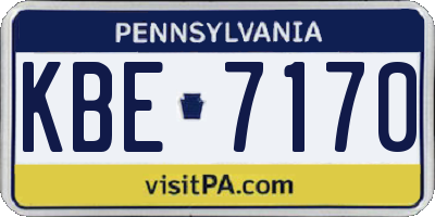 PA license plate KBE7170