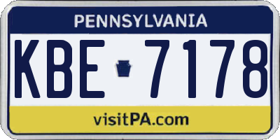 PA license plate KBE7178