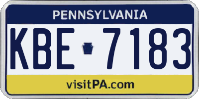 PA license plate KBE7183