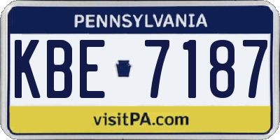 PA license plate KBE7187