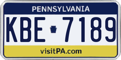 PA license plate KBE7189