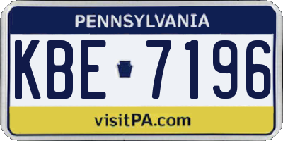 PA license plate KBE7196