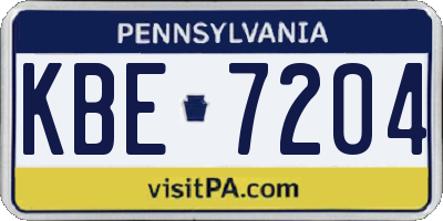 PA license plate KBE7204