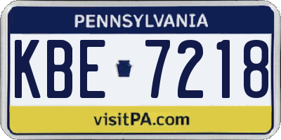 PA license plate KBE7218