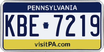 PA license plate KBE7219