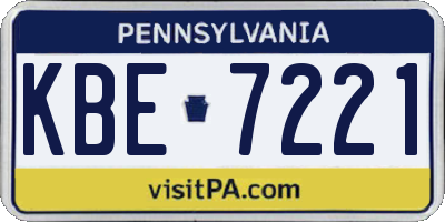 PA license plate KBE7221