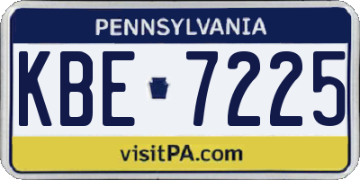 PA license plate KBE7225