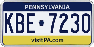 PA license plate KBE7230