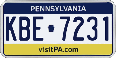 PA license plate KBE7231