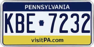 PA license plate KBE7232
