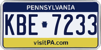 PA license plate KBE7233