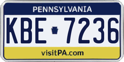 PA license plate KBE7236
